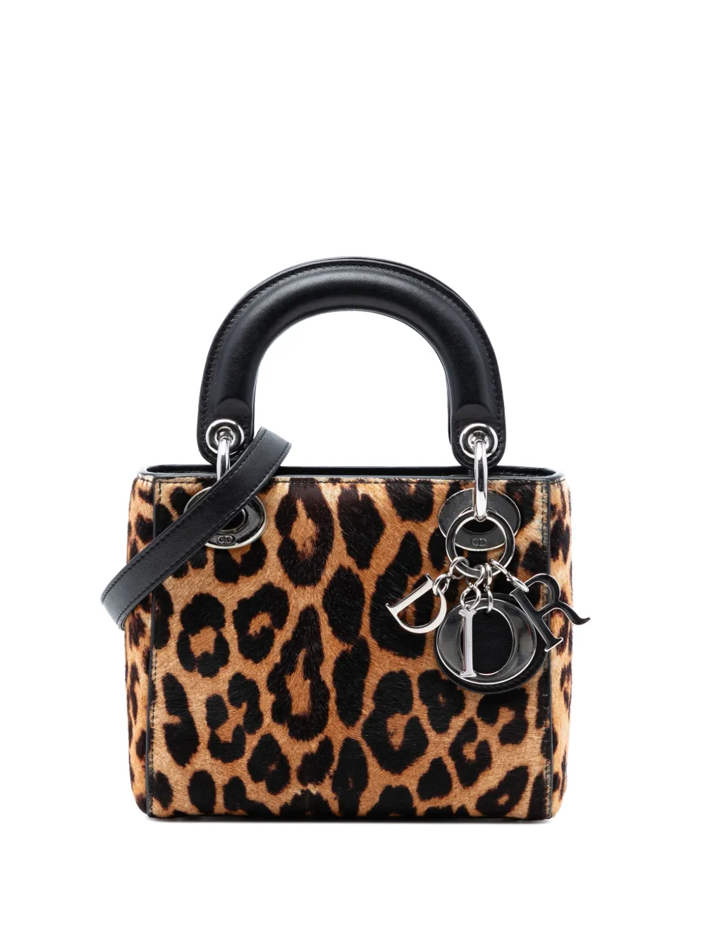 Christian Dior Pre-Owned 2014 Mini Pony Hair Leopard Print Lady Dior satchel - Marrone