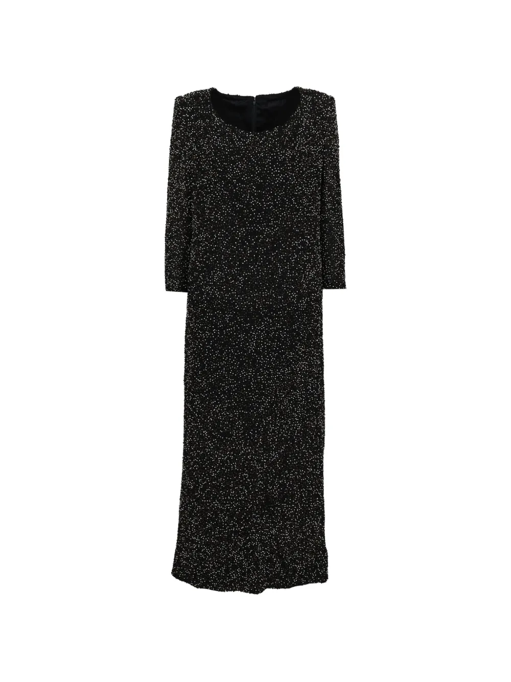 Vintage 1980s-1990s beaded long-sleeve dress - Nero
