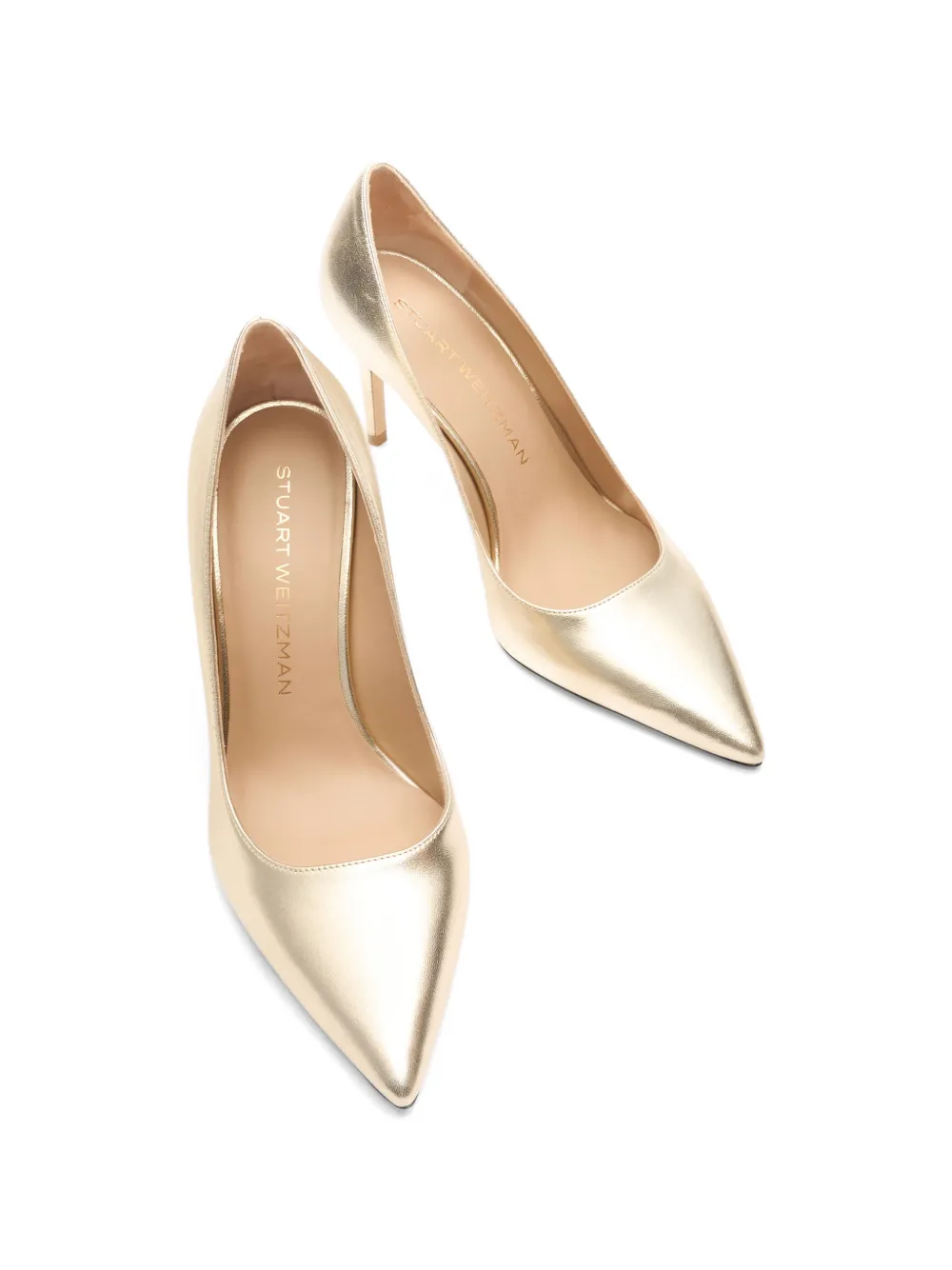 Stuart Weitzman Stuart Power 85 pumps met puntige neus Goud