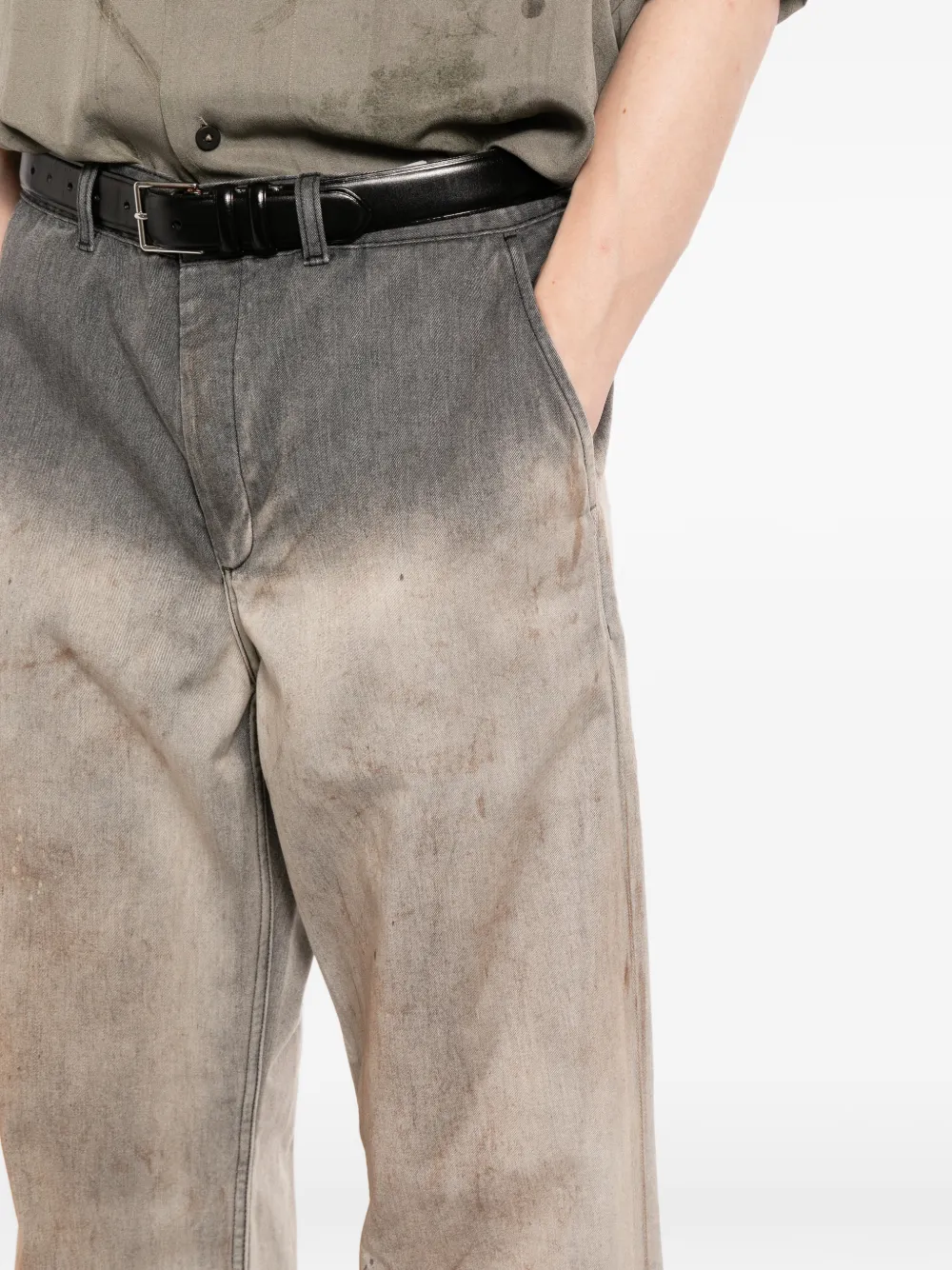 OUR LEGACY Rig jeans met verfspatten Grijs
