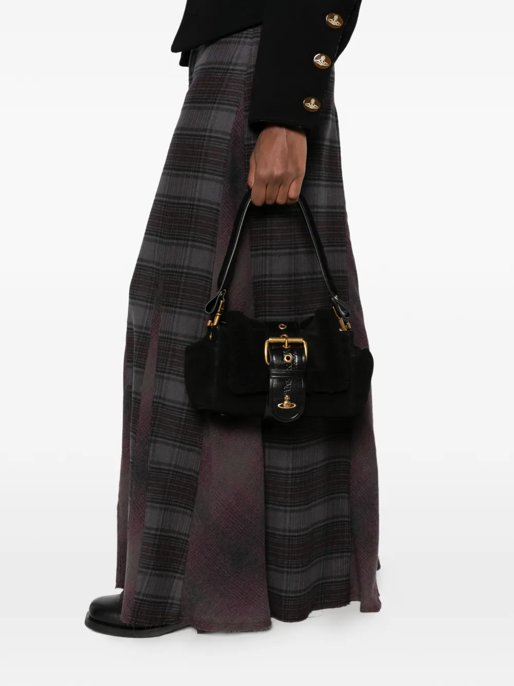 Vivienne Westwood Schoudertas met lammy afwerking en gespdetail Zwart