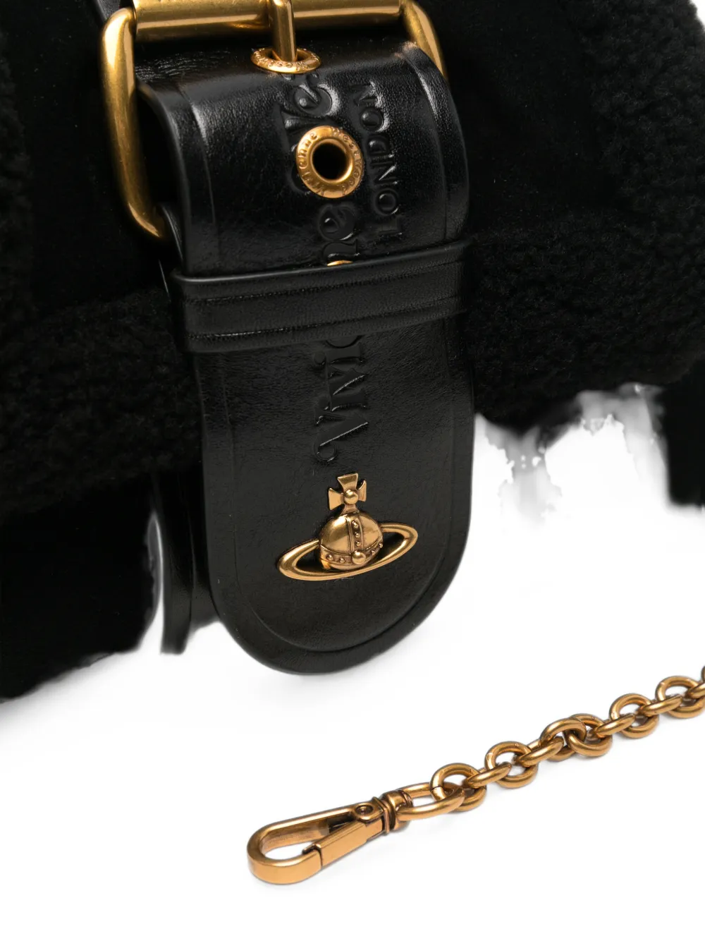 Vivienne Westwood Schoudertas met lammy afwerking en gespdetail Zwart