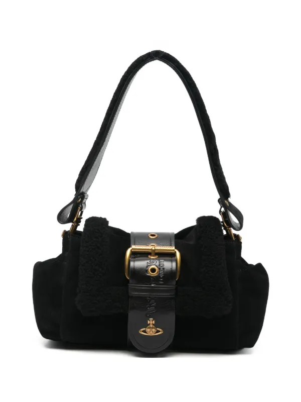 Vivienne Westwood buckle-detail shearling-trim Shoulder Bag