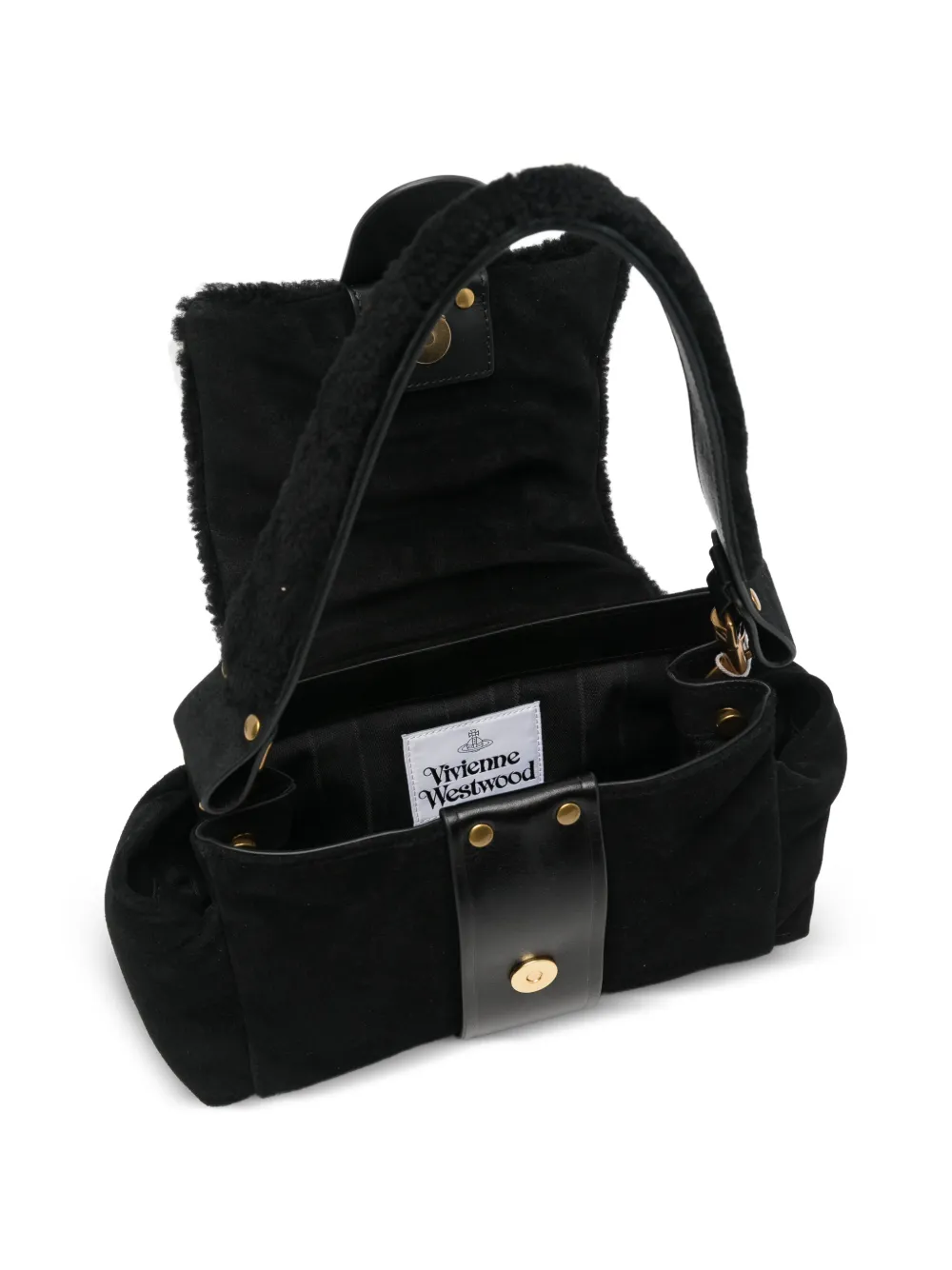 Vivienne Westwood buckle-detail shearling-trim Shoulder Bag