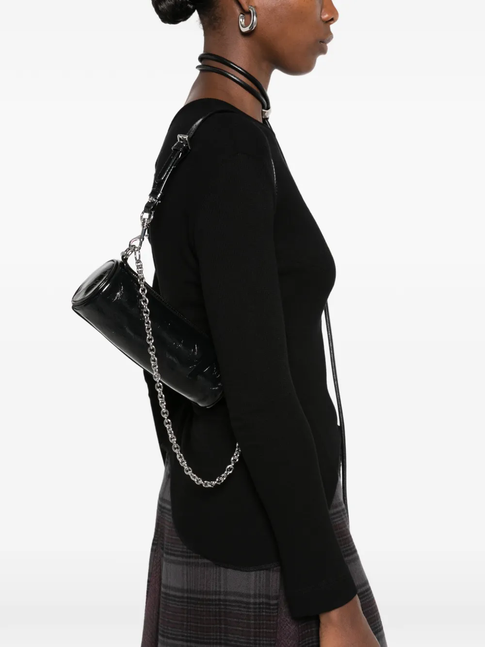 Vivienne Westwood Cindy schoudertas met lakleren afwerking Zwart