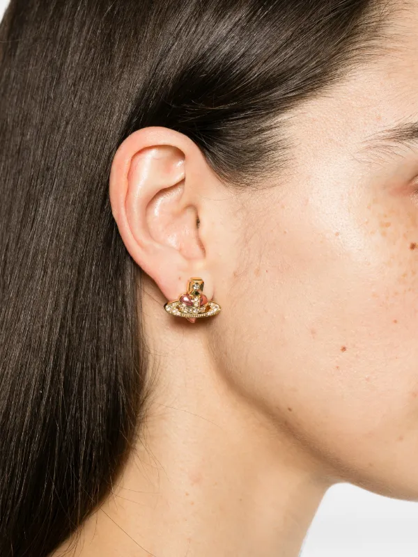 Vivienne Westwood New Diamante Heart Earrings | Gold | FARFETCH