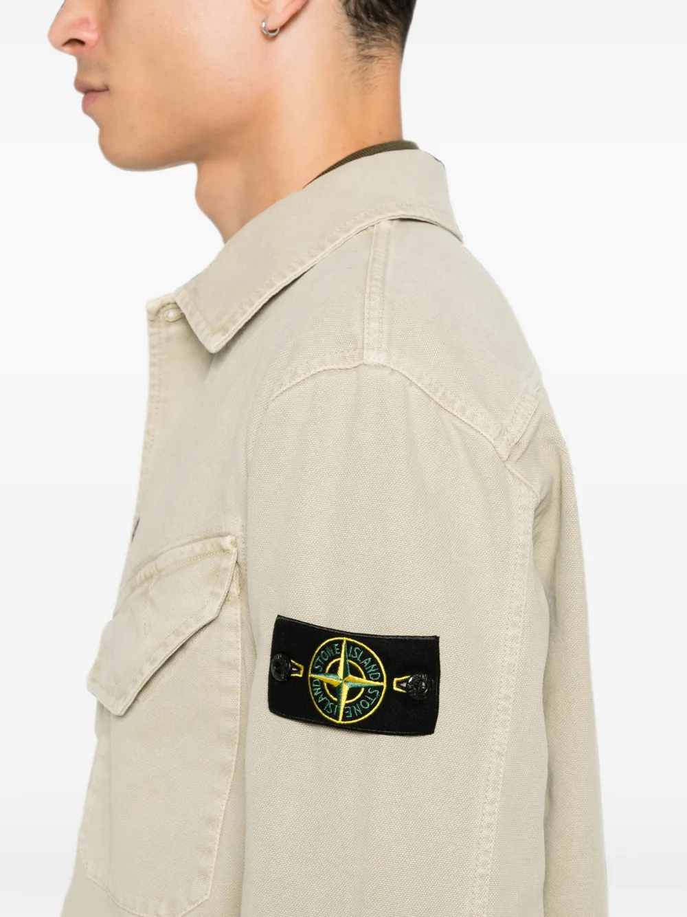 Stone Island 1200012 panama shirtjack van biologisch katoen Beige