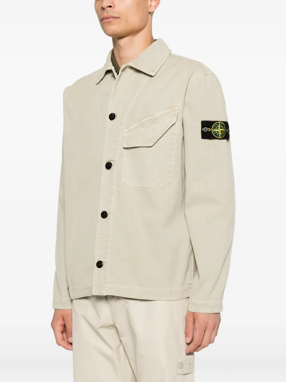 Stone Island 1200012 panama shirtjack van biologisch katoen Beige