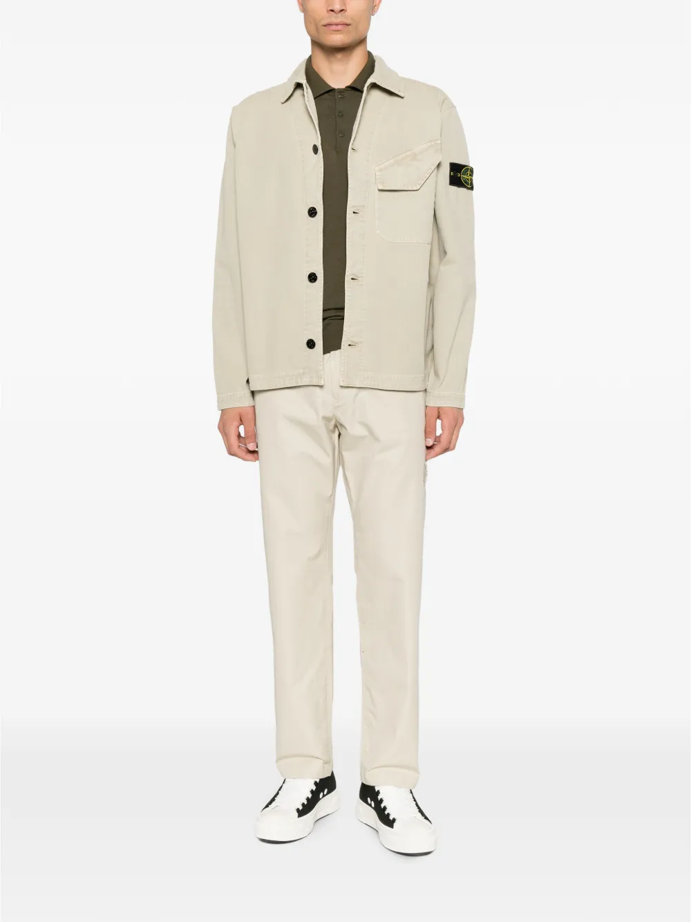 Stone Island 1200012 panama shirtjack van biologisch katoen Beige