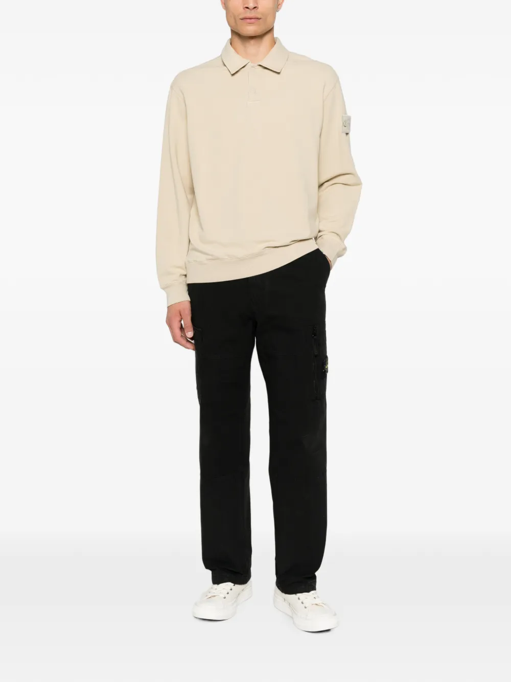Stone Island Poloshirt met logopatch Beige