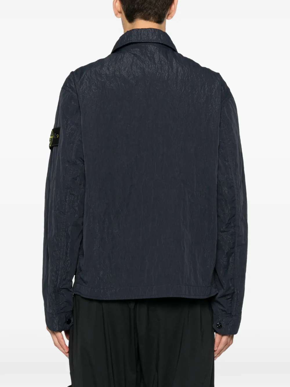 Stone Island Q100008 geribbeld nylon-TC jack met ketting Blauw