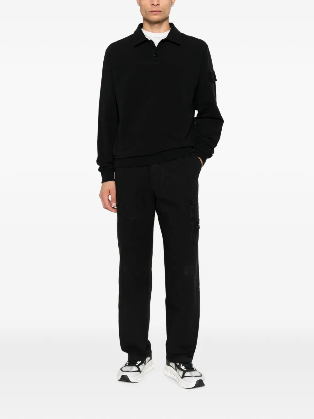Stone Island Ghost poloshirt met logo-patch Zwart