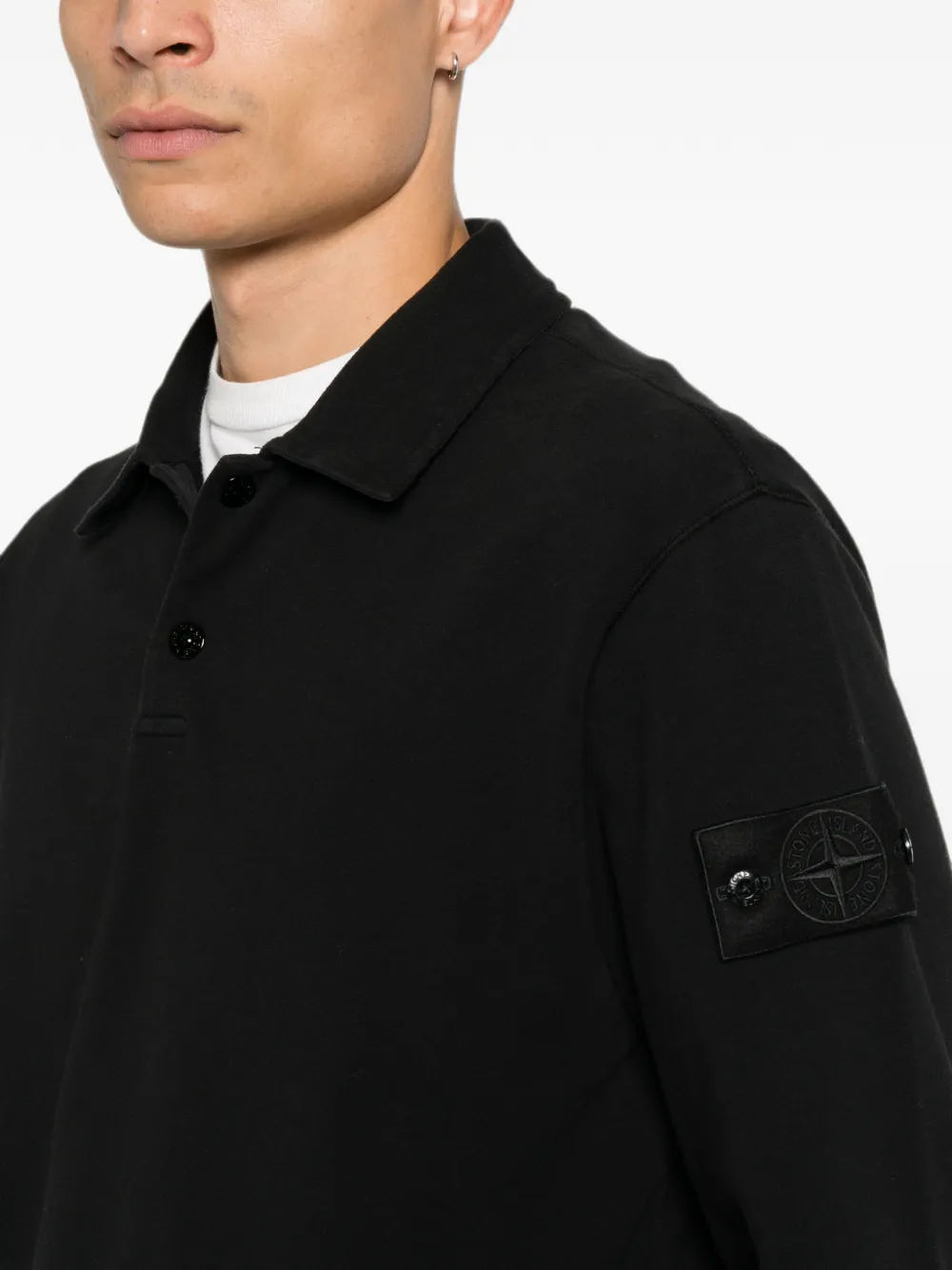 Stone Island Ghost poloshirt met logo-patch Zwart