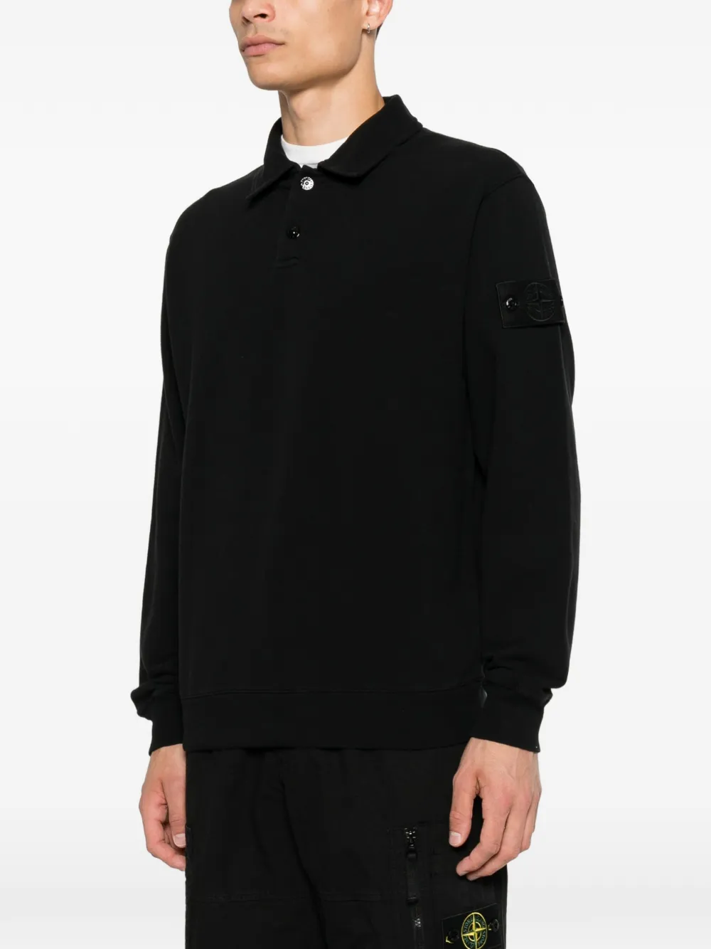 Stone Island Ghost poloshirt met logo-patch Zwart