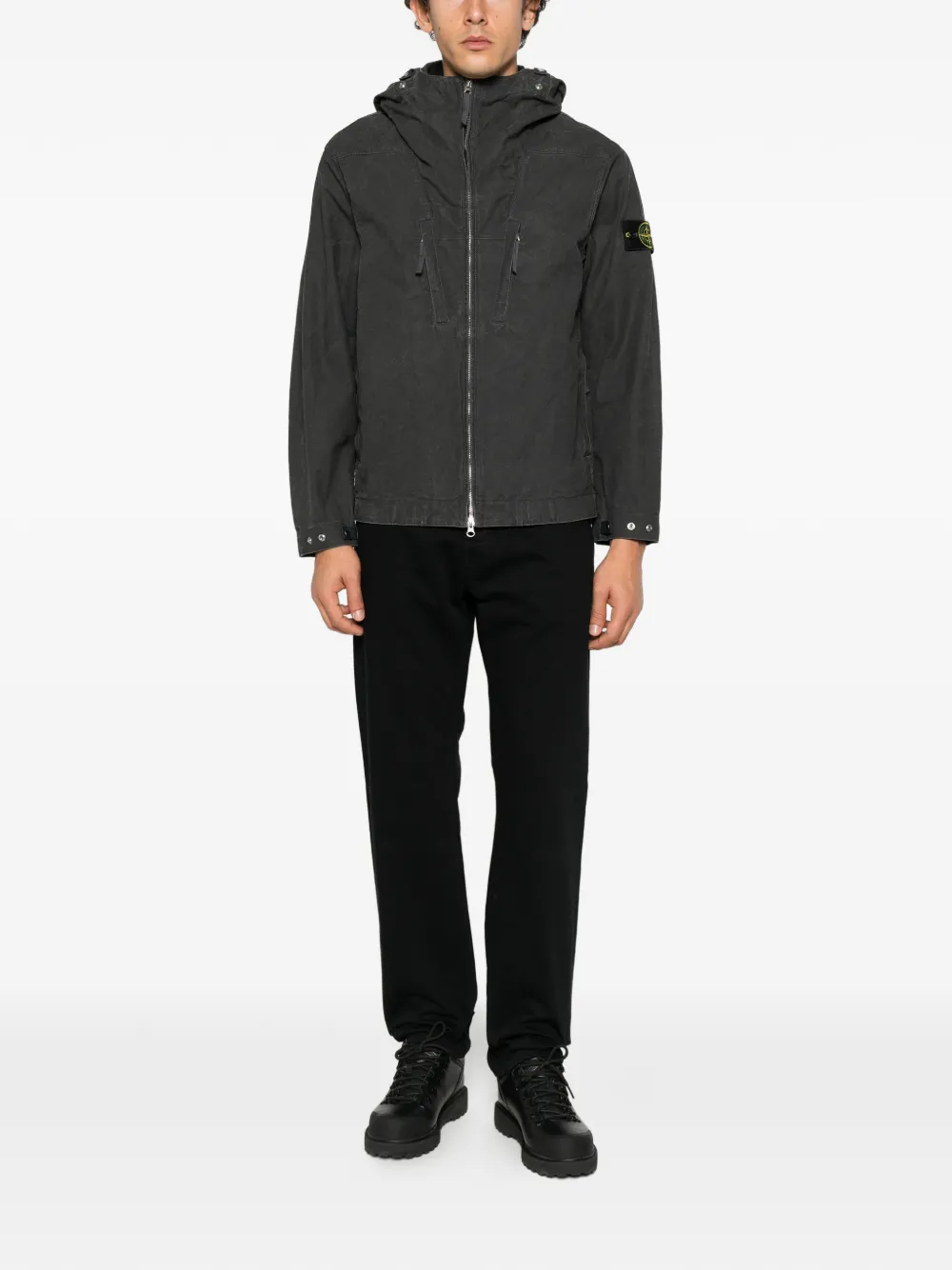 Stone Island Tela Resinata hooded jacket Grijs