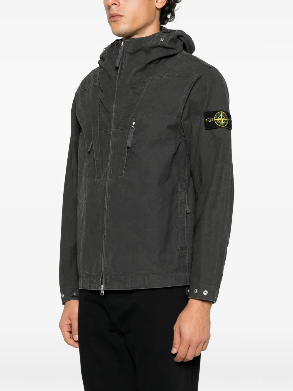 Stone Island Tela Resinata hooded jacket Grijs