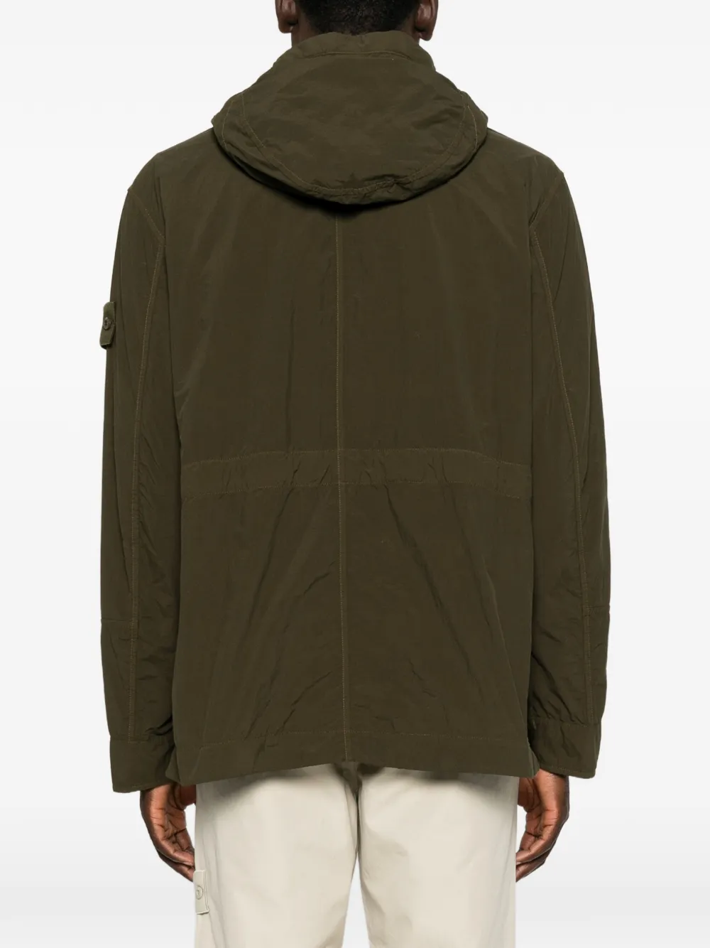 Stone Island hooded logo-patch jacket Groen
