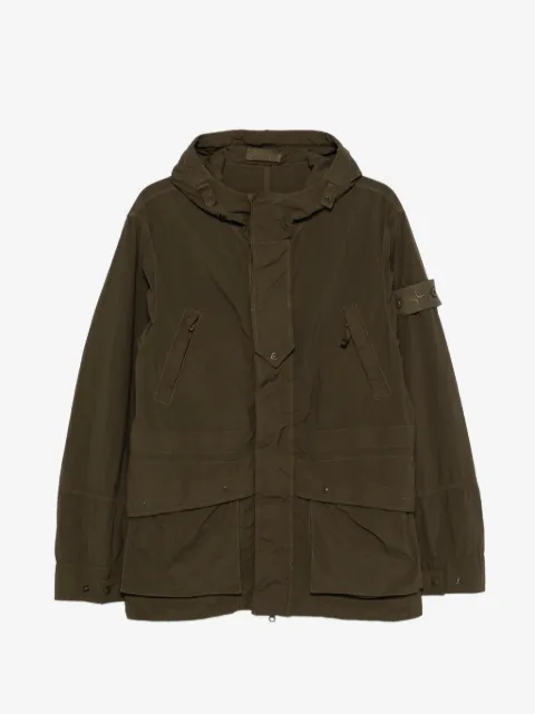 Stone Island hooded logo-patch jacket