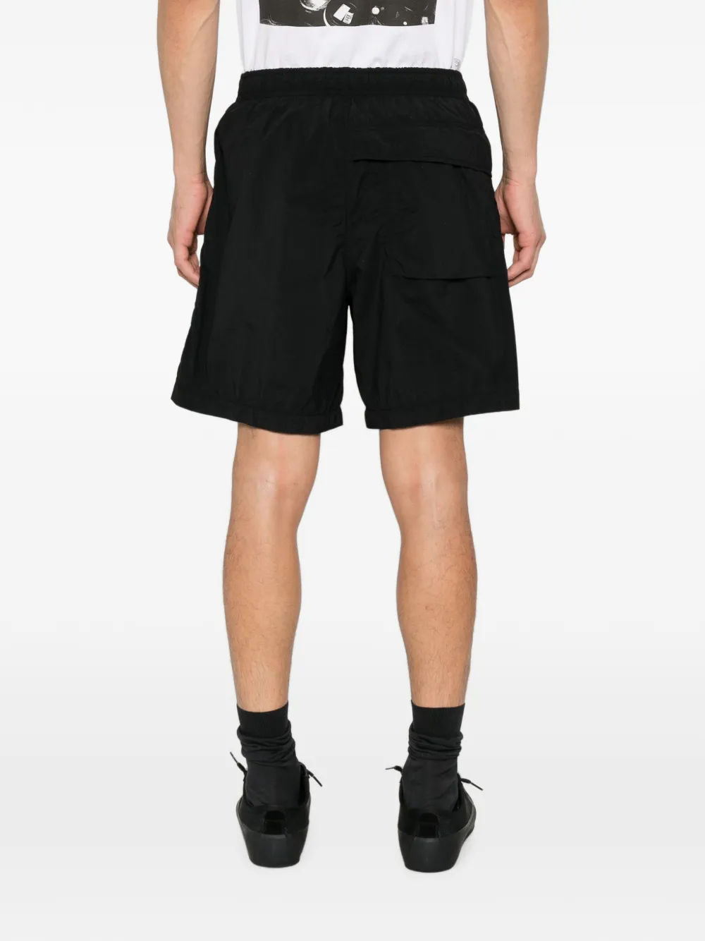 Stone Island B100002 Smerigliato_S.I. Ghost nylon shorts Zwart