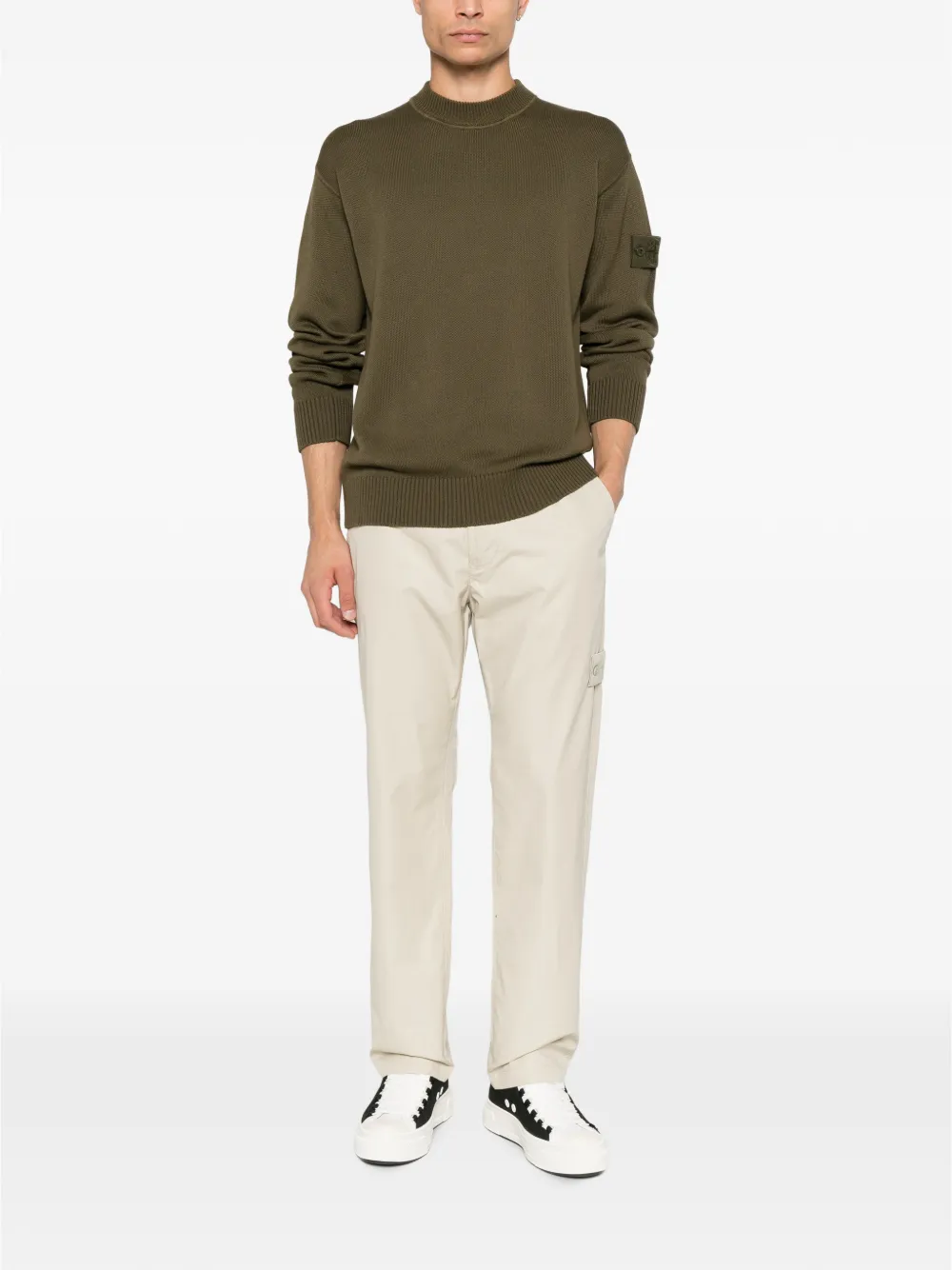 Stone Island 5100063 katoenen kasjmier_S.I. Ghost gebreide trui Groen