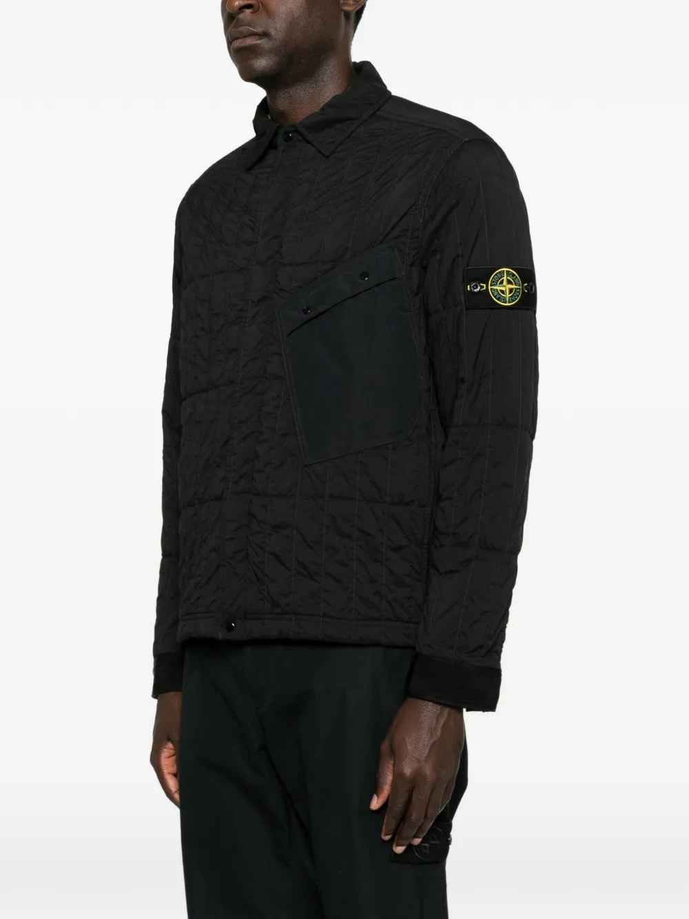 Stone Island 4100014 ultralicht nylon gewatteerd jack Zwart