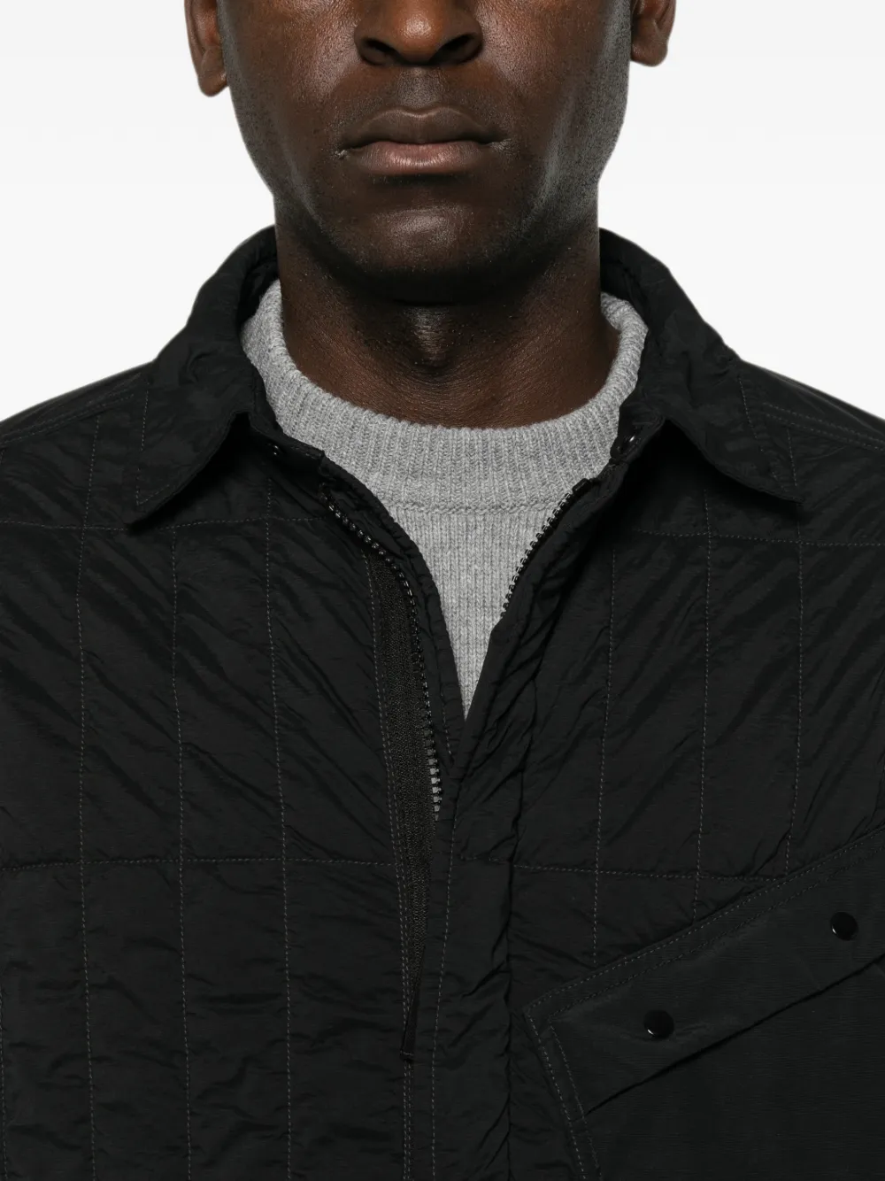 Stone Island 4100014 ultralicht nylon gewatteerd jack Zwart
