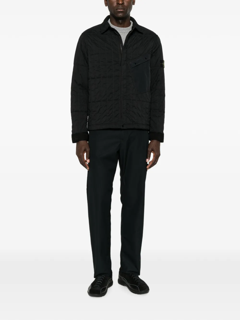 Stone Island 4100014 ultralicht nylon gewatteerd jack Zwart