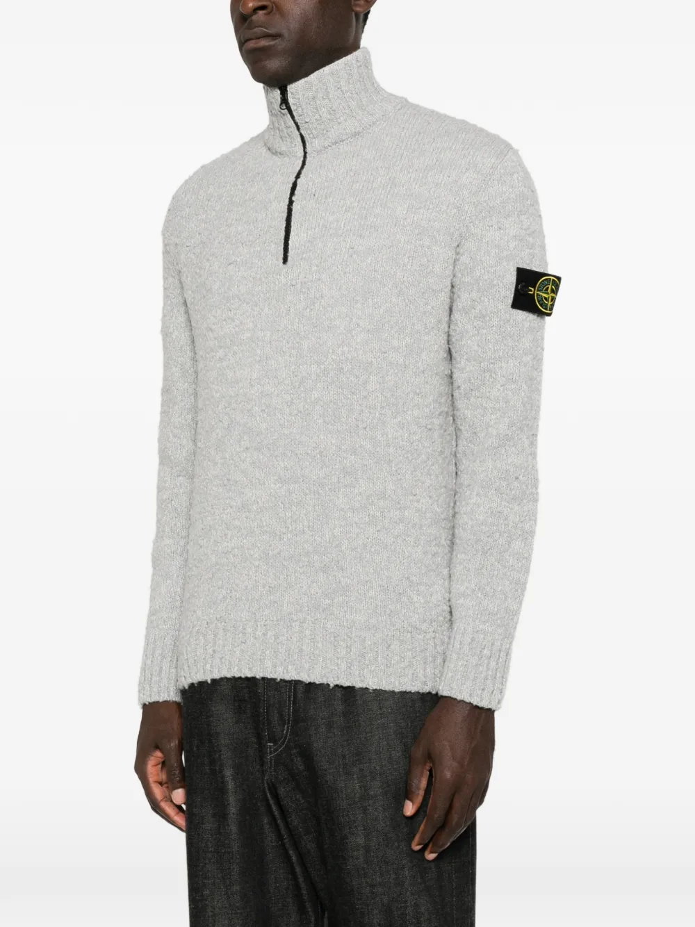 Stone Island 5100032 wollen nylon gebreide trui met spikkels Grijs
