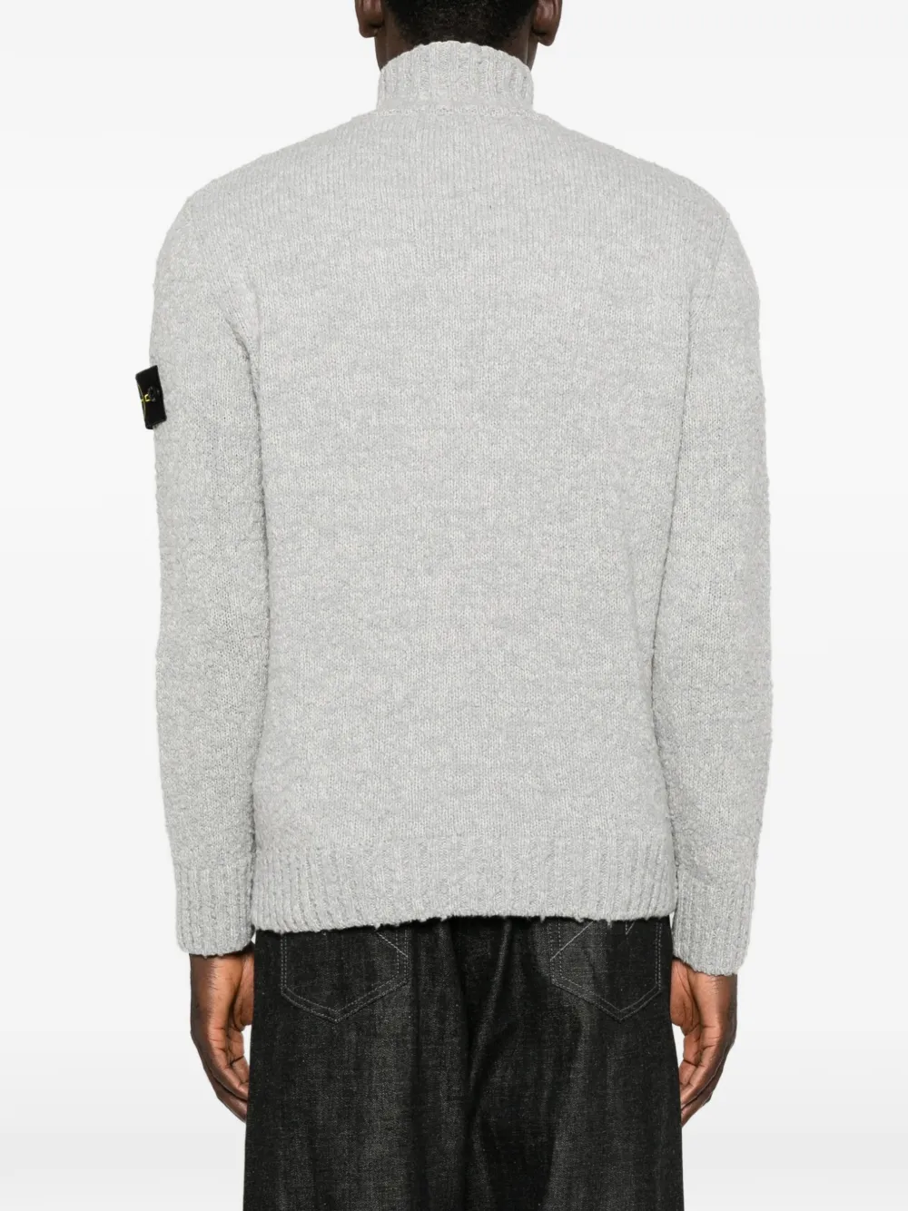 Stone Island 5100032 wollen nylon gebreide trui met spikkels Grijs