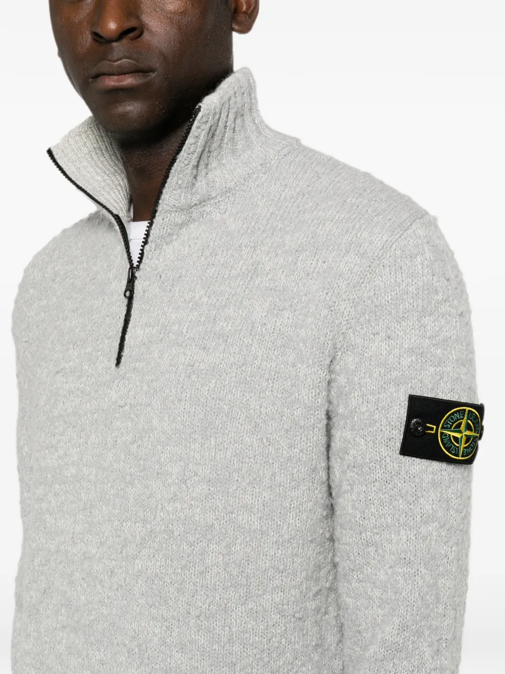 Stone Island 5100032 wollen nylon gebreide trui met spikkels Grijs