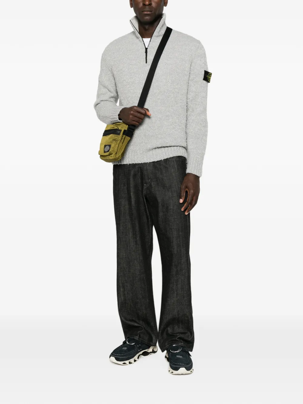 Stone Island 5100032 wollen nylon gebreide trui met spikkels Grijs