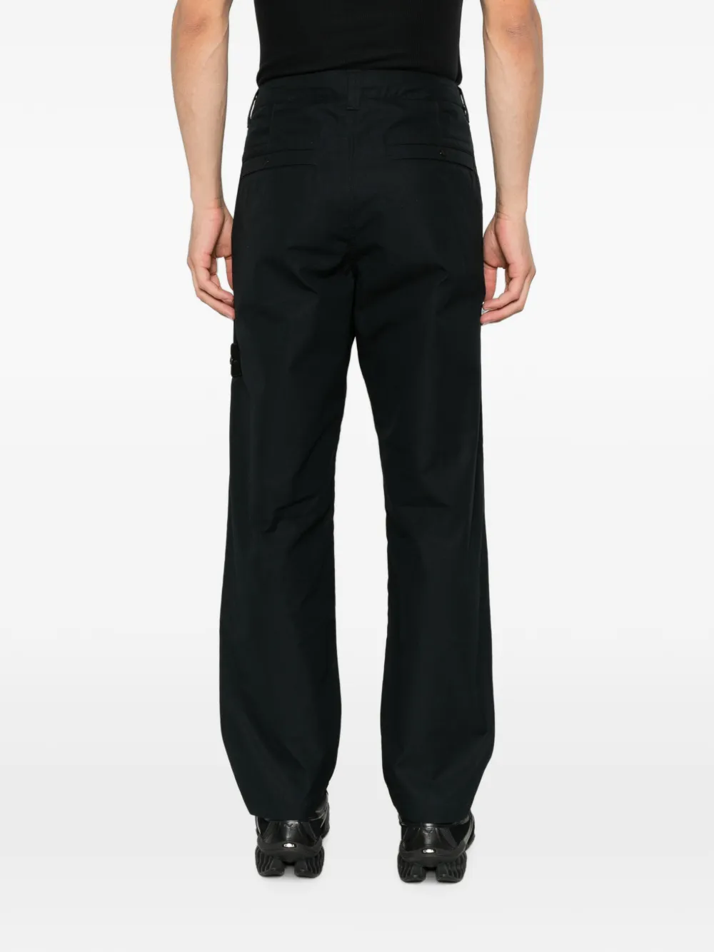 Stone Island Katoenen canvas broek met logo-patch Zwart