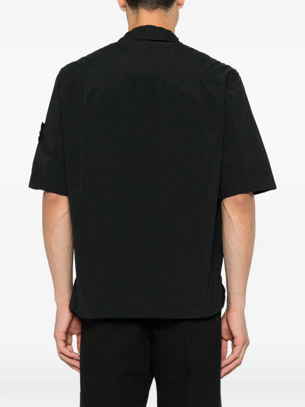 Stone Island 1200019 Smerigliato Ghost Piece nylon overhemd Zwart