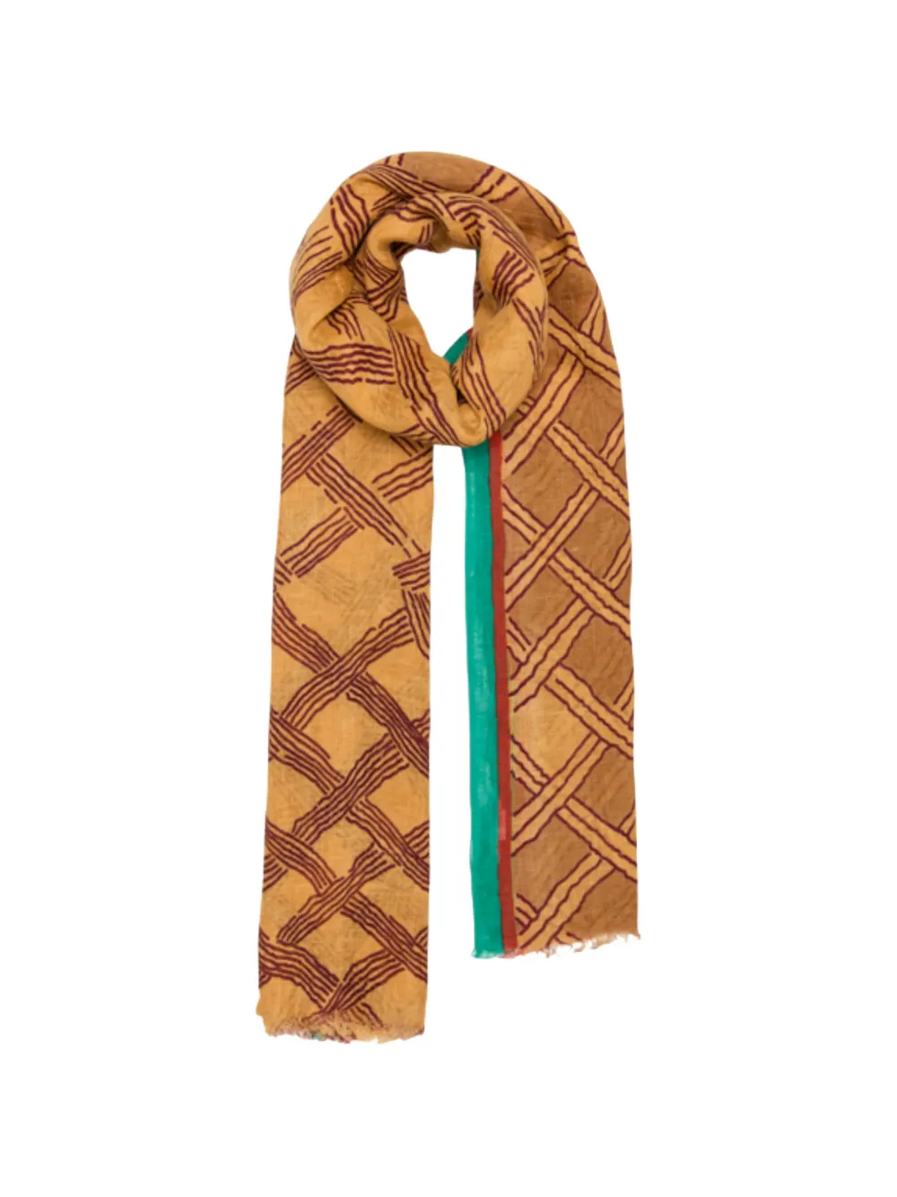 Lovat & Green Horizon geometric-print scarf - Arancione