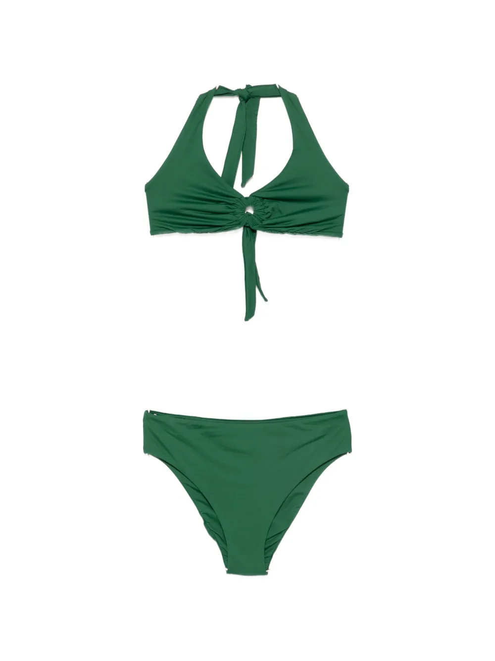 Fisico Cristina Ferrari Halterneck Ring-detail Bikini In Green