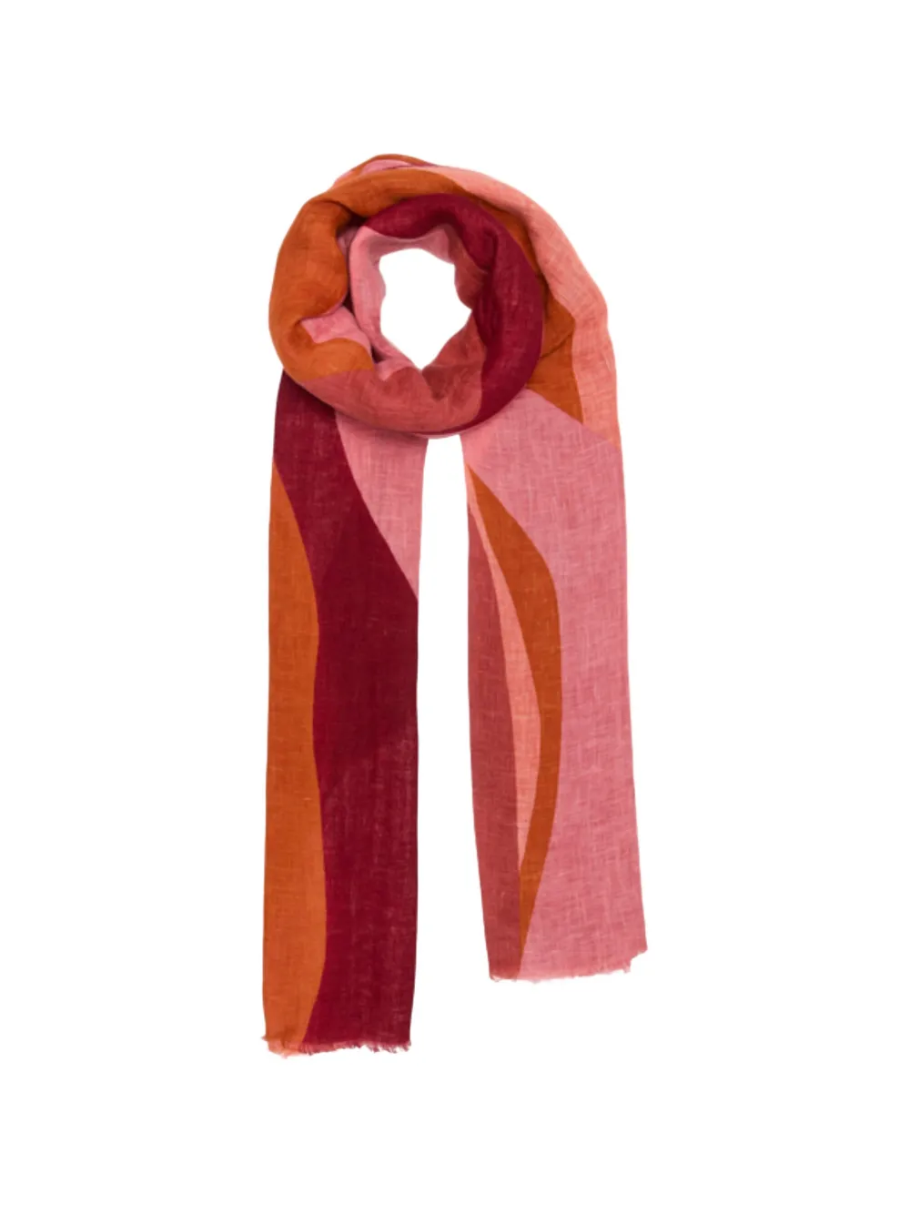 Lovat & Green Root abstract-print frayed scarf - Rosa