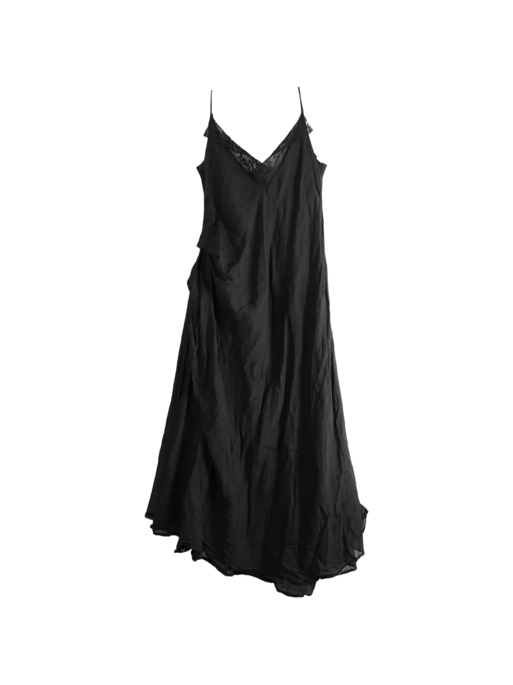 Marc Le Bihan lace-trim gathered dress - Schwarz