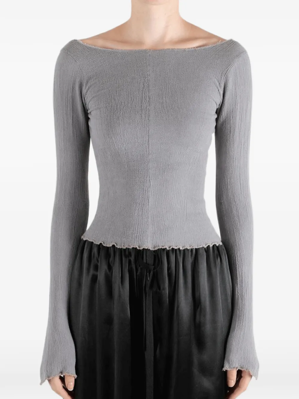Marc Le Bihan crinkled raw-edge top - Grigio