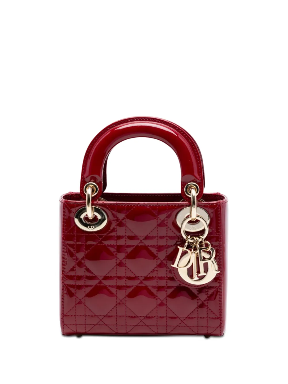 Christian Dior Pre-Owned 2018 Mini Patent Cannage Lady Dior satchel - Rosso