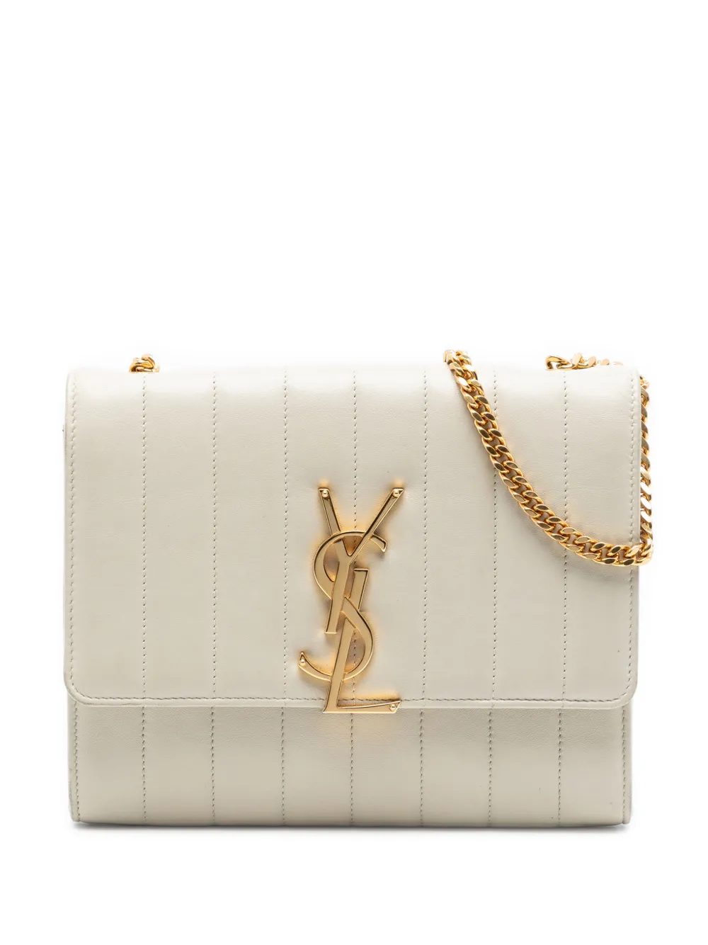 Saint Laurent Pre-Owned 2019 Matelasse Lambskin Monogram Vicky Chain Wallet crossbody bag - Bianco
