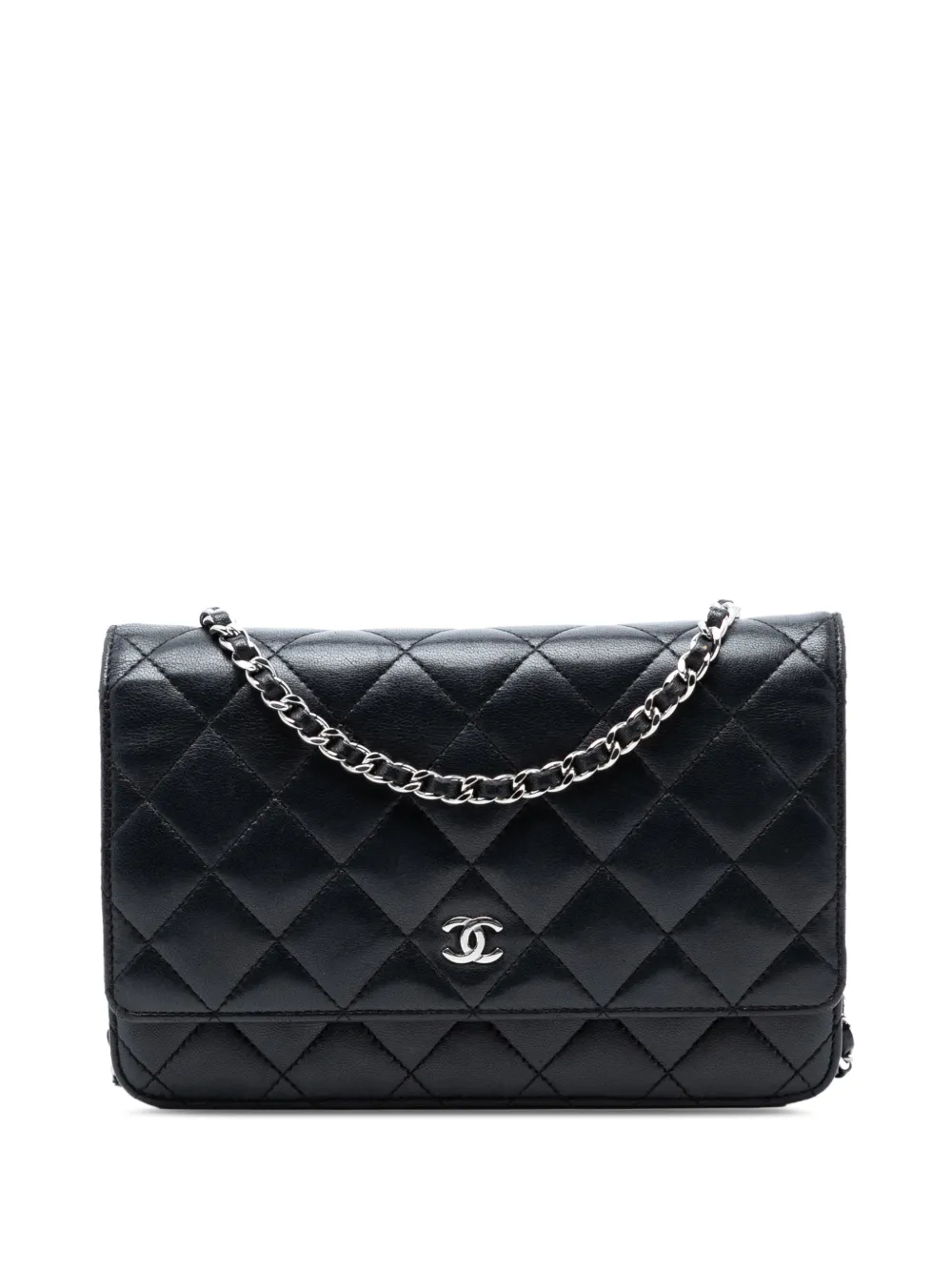 CHANEL Pre-Owned 2014-2015 CC Quilted Lambskin Wallet On Chain crossbody bag - Nero