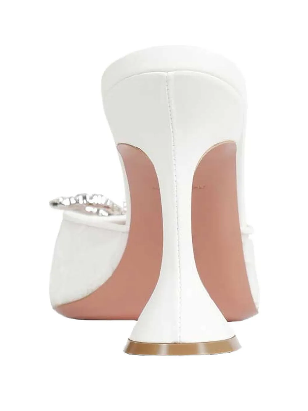 Amina Muaddi Rosie crystal-bow lace sandals Wit