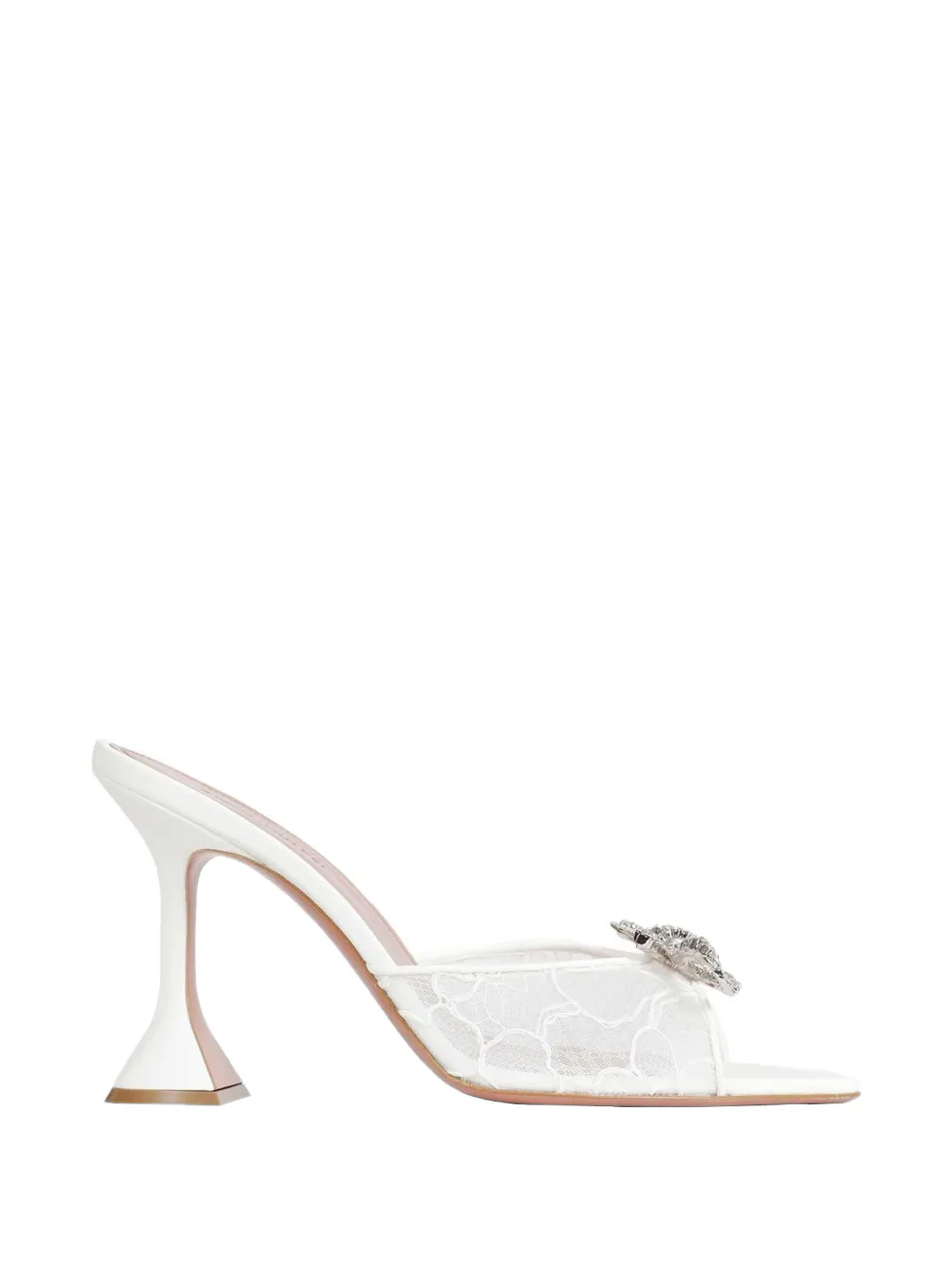Amina Muaddi Rosie crystal-bow lace sandals - Bianco