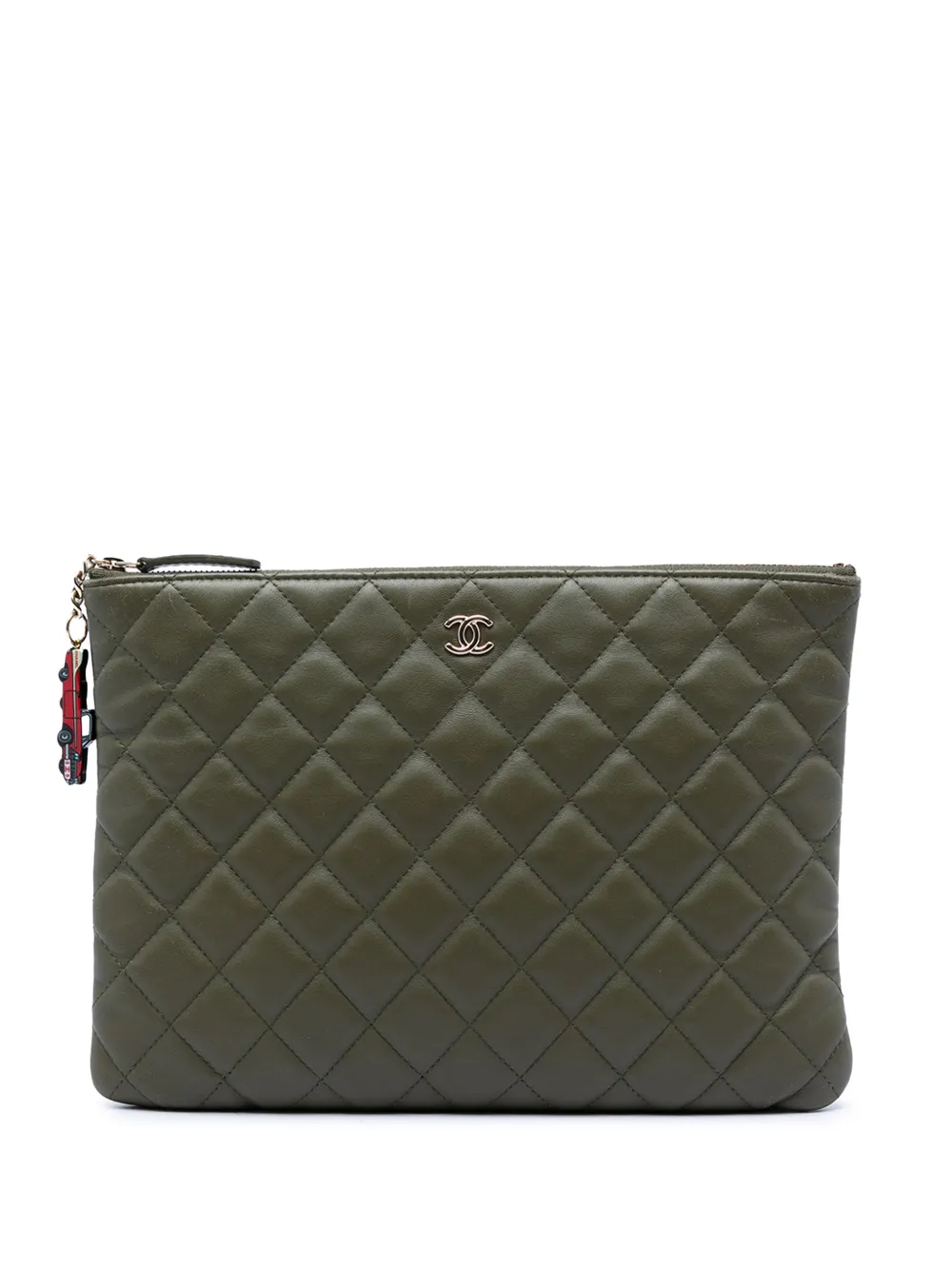 CHANEL Pre-Owned 2016-2017 Medium Quilted Lambskin O Case clutch bag - Verde