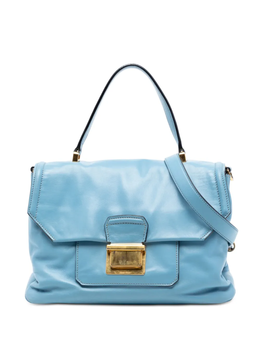 Miu Miu Pre-Owned 2010-2026 Vitello Soft Leather Top Handle Bag satchel - Blu