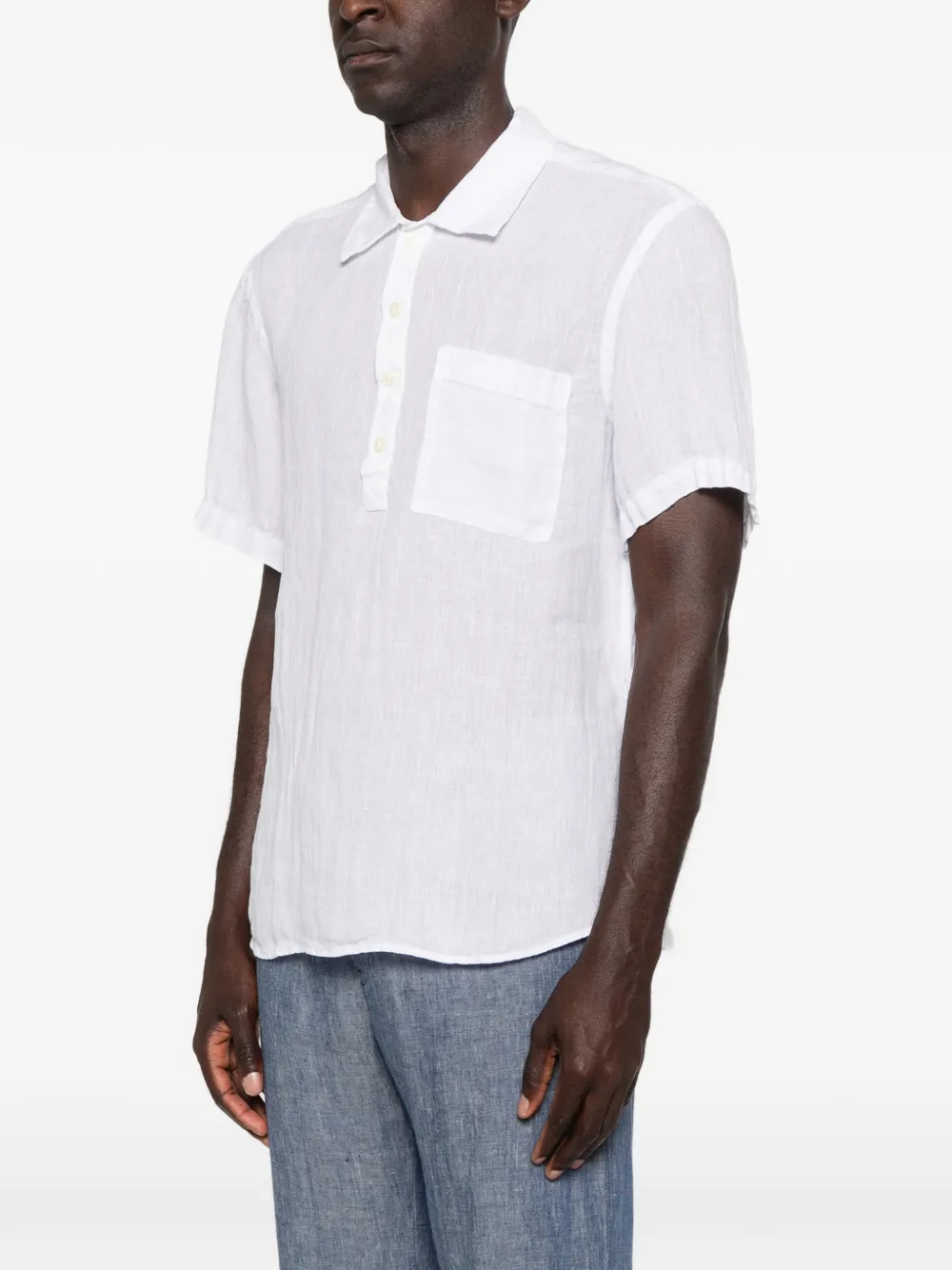  120% Lino Polo Con Taschino - Bianco 