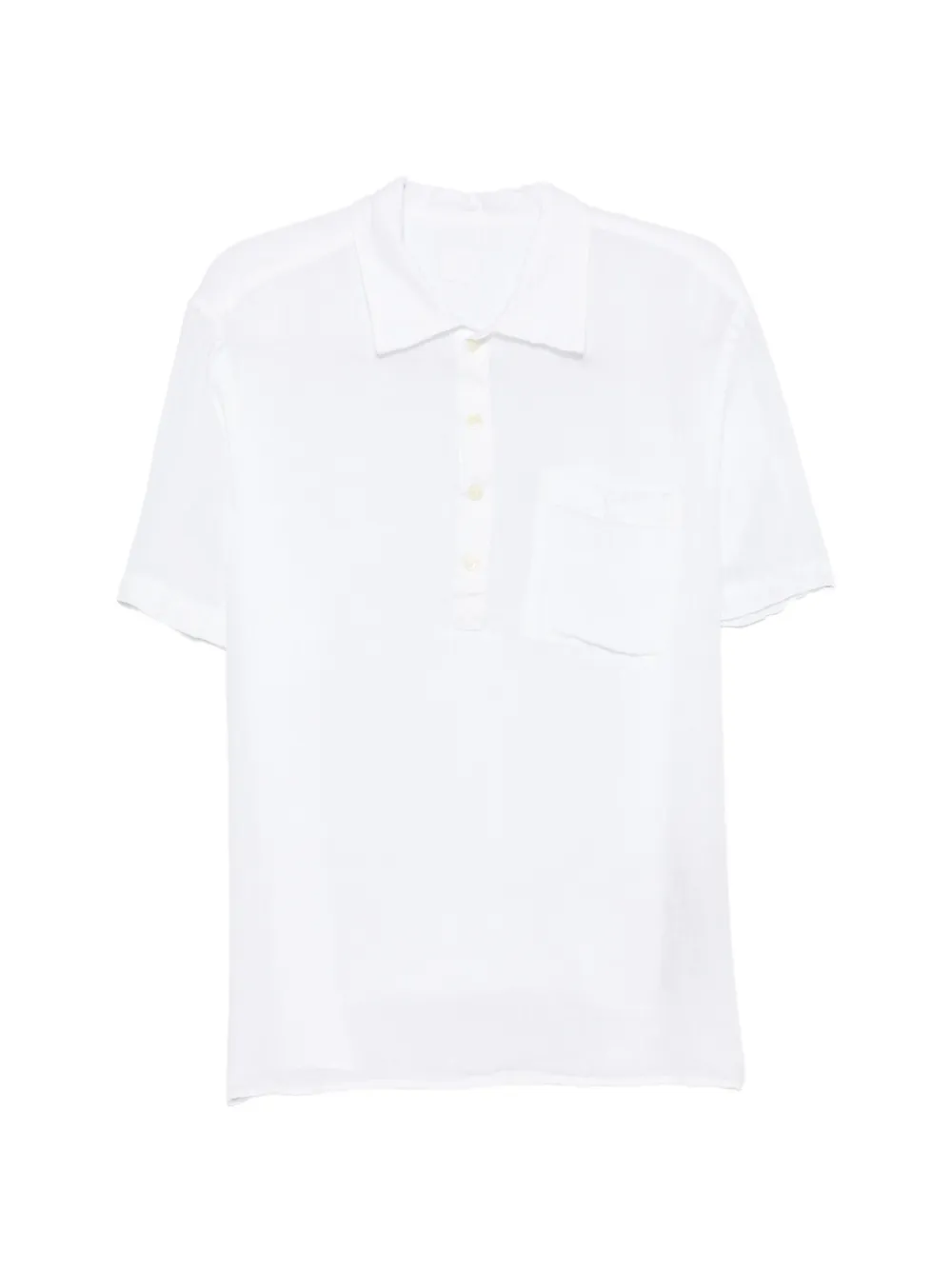 120% Lino short-sleeves chest-pocket polo shirt - Bianco