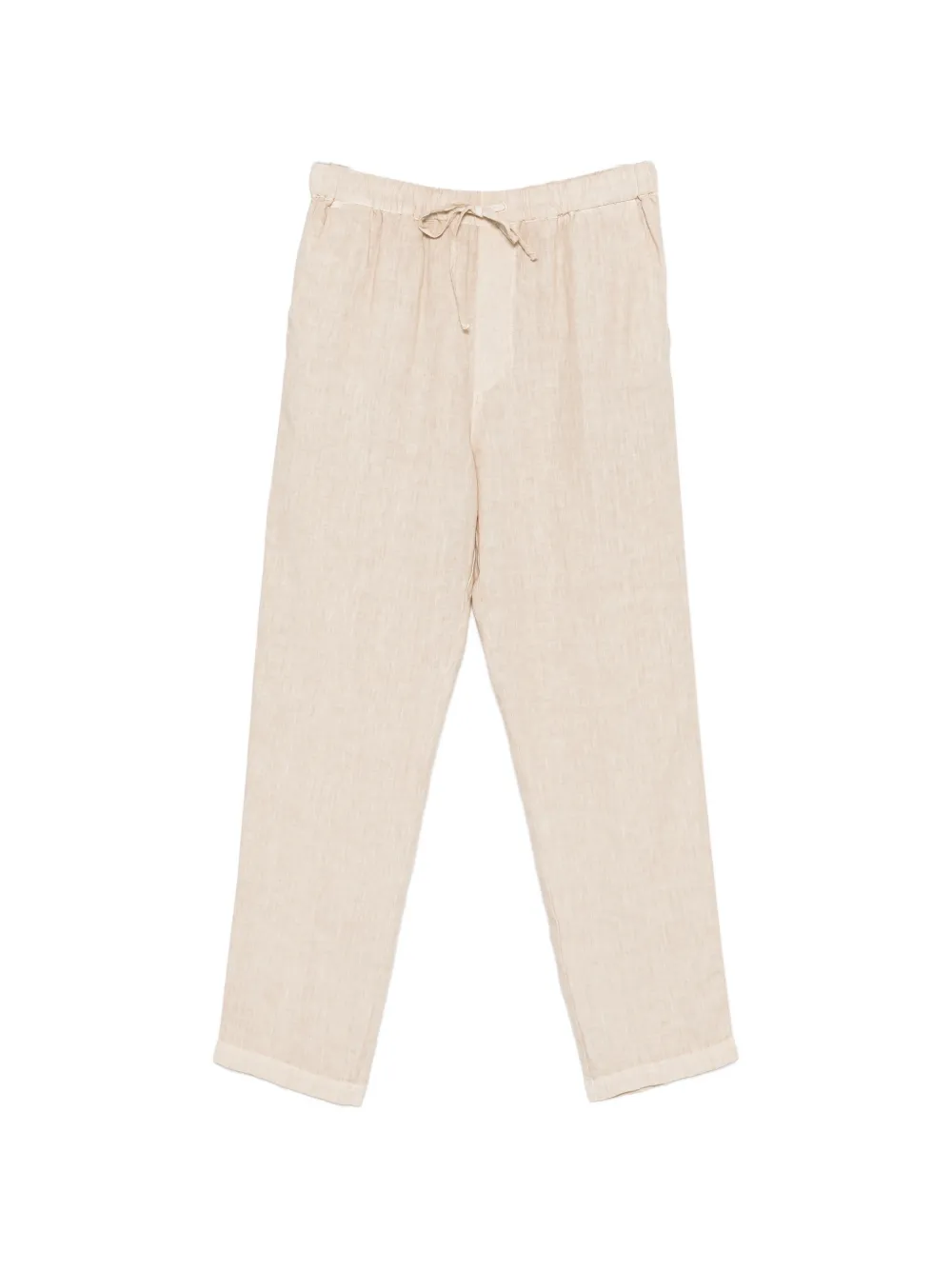 120% Lino Drawstring-waistband Trousers In Neutral
