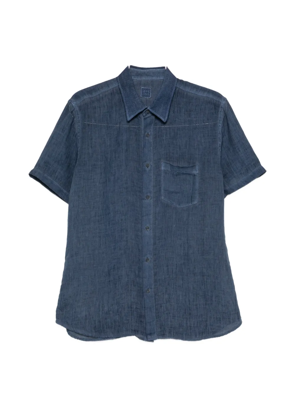 120% Lino short-sleeved chest-pocket shirt - Bianco