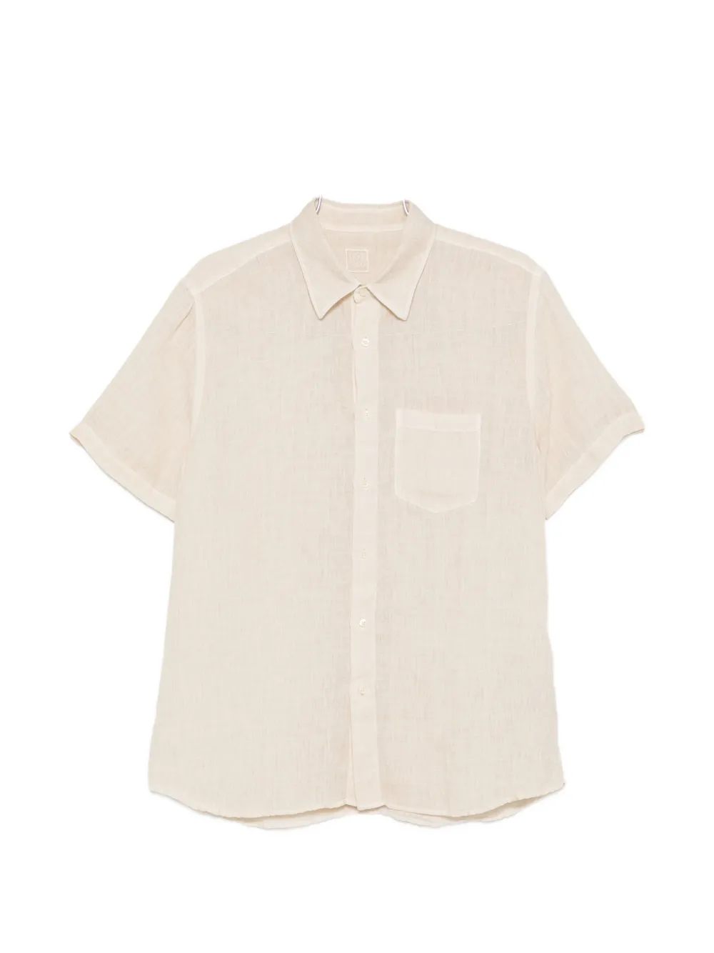 120% Lino short-sleeve chest-pocket shirt - Toni neutri